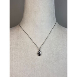 Vintage Burberry Nova Check Teardrop Pendant Necklace Silver-Tone 18" Authentic